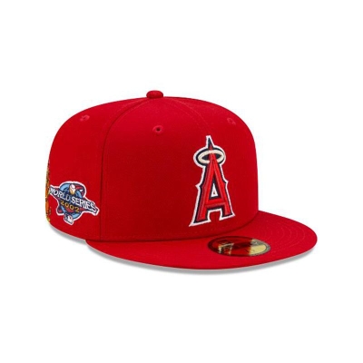 Red Los Angeles Angels Hat - New Era MLB State Flower 59FIFTY Fitted Caps USA8697243